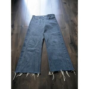 Levis 501 Straight Leg Jeans Gray Blue Frayed Raw Hem Capris 31x24 Button Fly